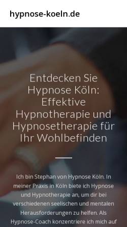 Vorschau der mobilen Webseite hypnose-koeln.de, Stephan Becker, Hypnosetherapeut seit 2000