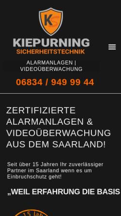 Vorschau der mobilen Webseite kiepurning.de, KIEPURNING Sicherheitstechnik