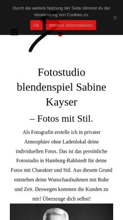 Vorschau der mobilen Webseite blendenspiel.de, Fotostudio Blendenspiel Sabine Kayser