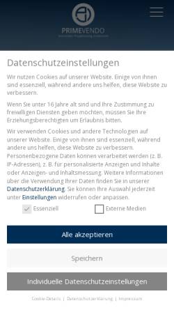 Vorschau der mobilen Webseite primevendo.de, PRIME VENDO Immobilien GmbH