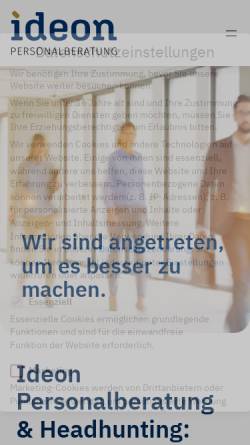 Vorschau der mobilen Webseite ideon-personalberatung.de, Ideon Personalberatung