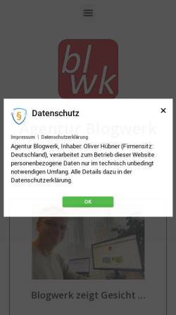 Vorschau der mobilen Webseite agentur-blogwerk.de, Agentur Blogwerk
