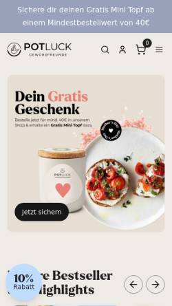 Vorschau der mobilen Webseite potluck.de, Potluck GmbH