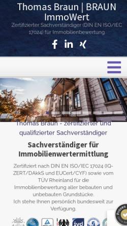 Vorschau der mobilen Webseite www.braun-immowert.de, Thomas Braun