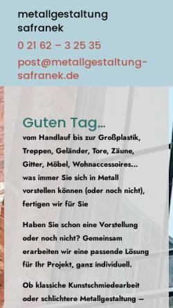 Vorschau der mobilen Webseite www.metallgestaltung-safranek.de, metallgestaltung safranek