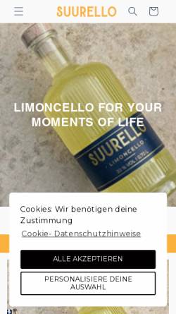 Vorschau der mobilen Webseite www.suurello.com, Suurello Limoncello