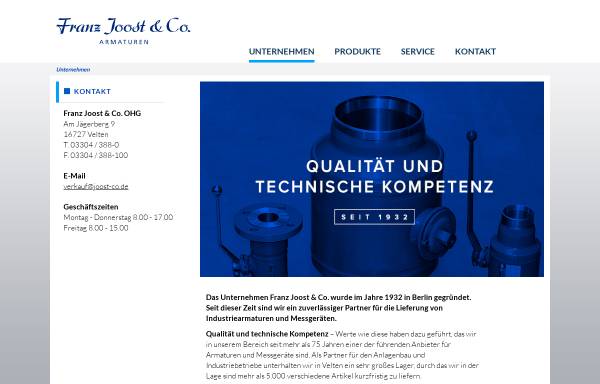 Vorschau von www.joost-co.de, Franz Joost & Co. - Armaturen