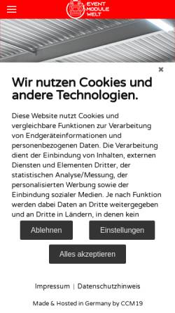 Vorschau der mobilen Webseite www.eventmodulewelt.de, Eventmodule