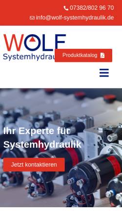 Vorschau der mobilen Webseite www.wolf-systemhydraulik.de, Wolf Systemhydraulik GmbH