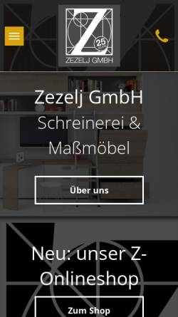 Vorschau der mobilen Webseite www.zezelj.de, Schreinerei Zezelj GmbH