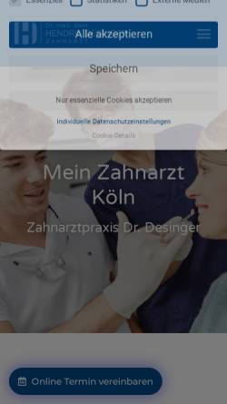 Vorschau der mobilen Webseite zahnarzt-desinger.de, Dr. Hendrik Desinger Zahnarzt