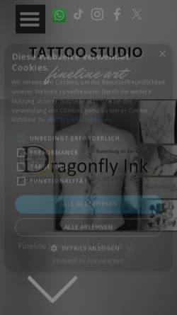Vorschau der mobilen Webseite dragonfly-ink.de, Tattoostudio Dragonfly Ink