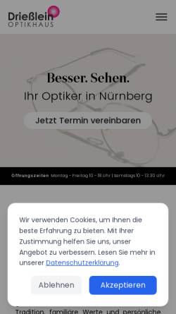 Vorschau der mobilen Webseite optikhaus-driesslein.de, Optikhaus Drießlein