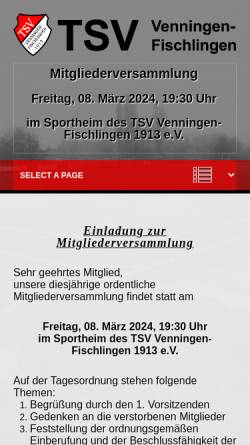 Vorschau der mobilen Webseite www.tsv-venningen.de, TSV Venningen - Fischlingen 1913 e.V.