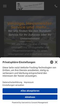 Vorschau der mobilen Webseite www.twomengroup.de, Two Men Group GbR