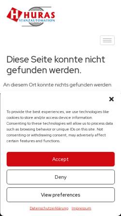 Vorschau der mobilen Webseite huras-stanzautomation.de, Huras Stanzautomation