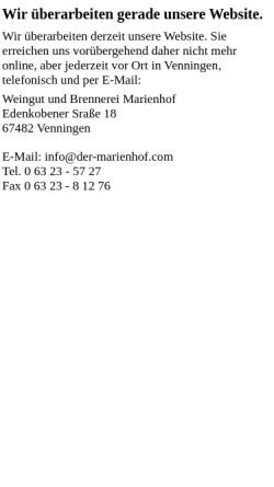 Vorschau der mobilen Webseite der-marienhof.com, Weingut Marienhof