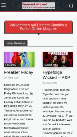 Vorschau der mobilen Webseite www.flimmerkiste.net, Flimmerkiste