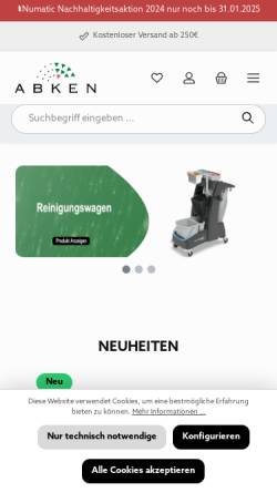 Vorschau der mobilen Webseite abken-shop.de, Heinrich Abken GmbH