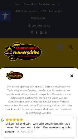 Vorschau der mobilen Webseite www.runnersdrive.de, Fahrschule Runnersdrive