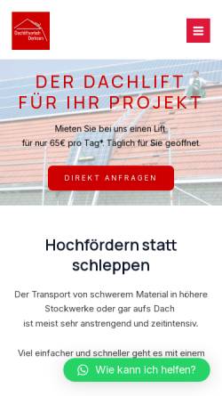 Vorschau der mobilen Webseite www.dachlift-derksen.de, Dachliftverleih Derksen