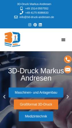 Vorschau der mobilen Webseite 3d-druck-andresen.de, 3D-Druck Markus Andresen