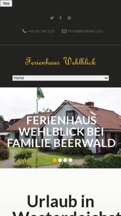 Vorschau der mobilen Webseite wehlblick.de, Ferienhaus Wehlblick