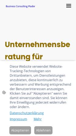 Vorschau der mobilen Webseite mader-beratung.de, Business Consulting Mader