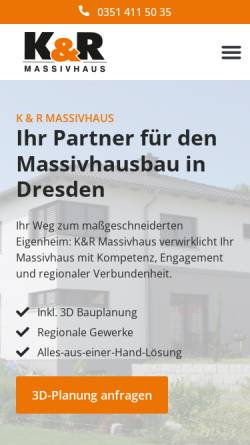 Vorschau der mobilen Webseite www.kr-massivhaus.de, K & R Massivhaus
