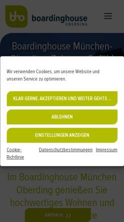 Vorschau der mobilen Webseite boardinghouse-oberding.com, Boardinghouse Oberding