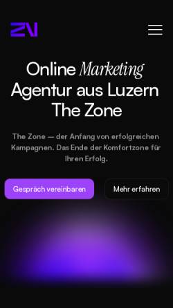 Vorschau der mobilen Webseite thezone.ch, The Zone Media GmbH