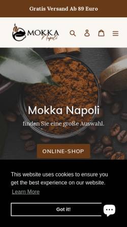 Vorschau der mobilen Webseite mokka-napoli.de, Mokka Napoli I Toraldo Kaffee