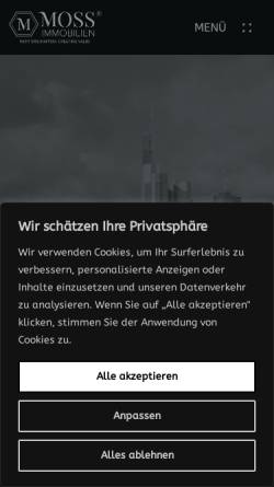 Vorschau der mobilen Webseite mossimmobilien.de, MOSS Immobilien GmbH