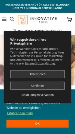 Vorschau der mobilen Webseite innovativedrinks.de, InnovativeDrinks GmbH