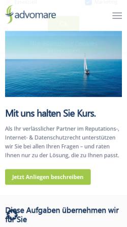 Vorschau der mobilen Webseite www.advomare.de, advomare Rechtsanwaltskanzlei - Martin Jedwillat