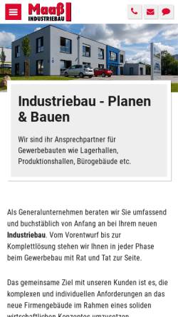 Vorschau der mobilen Webseite www.maass-industriebau.de, Maaß Industriebau GmbH