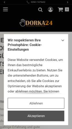 Vorschau der mobilen Webseite dorka24.de, Technischer Handel Dorka