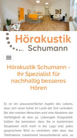 Vorschau der mobilen Webseite www.hoerakustik-schumann.de, Hörakustik Schumann