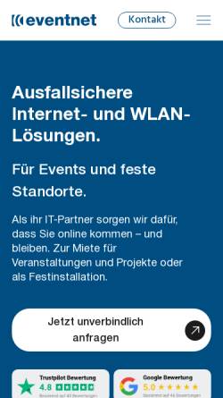 Vorschau der mobilen Webseite eventnet.de, Eventnet GmbH - WLAN für Events