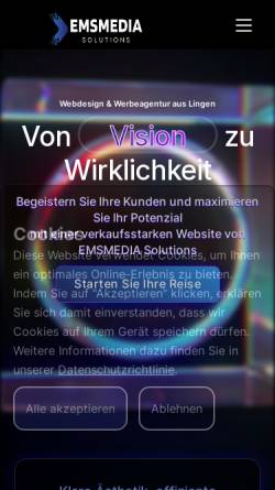 Vorschau der mobilen Webseite www.emsmedia-solutions.de, Emsmedia Solutions