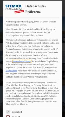 Vorschau der mobilen Webseite stemick-hallen.com, AJ Stemick Hallen GmbH