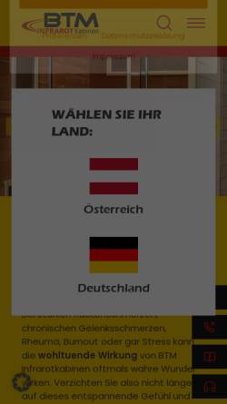 Vorschau der mobilen Webseite www.btm.at, BTM Infrarotkabinen Österreich