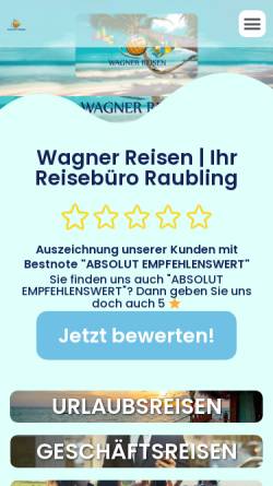 Vorschau der mobilen Webseite wagner-reisen.de, Wagner Reisen - Reisebüro Raubling