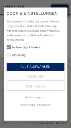 Vorschau der mobilen Webseite www.intaria.eu, INTARIA AG