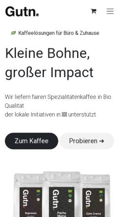 Vorschau der mobilen Webseite www.gutn-kaffee.de, Gutn Kaffee