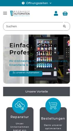 Vorschau der mobilen Webseite www.bornhoff-automaten.shop, Bornhoff Handelsgesellschaft mbH