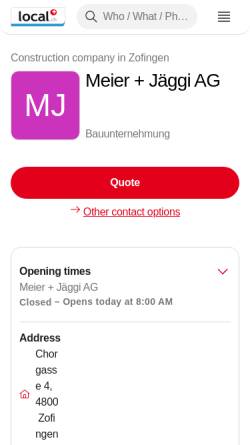 Vorschau der mobilen Webseite yellow.local.ch, Meier + Jäggi AG