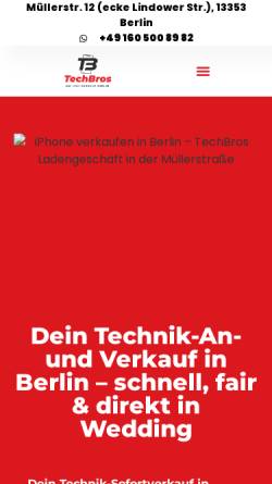 Vorschau der mobilen Webseite www.techbros-berlin.de, TechBros Berlin