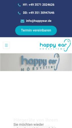 Vorschau der mobilen Webseite happyear.de, happy ear Hörsysteme