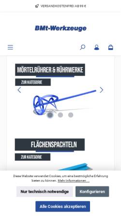 Vorschau der mobilen Webseite www.bmt-werkzeuge.de, BMt-Werkzeuge